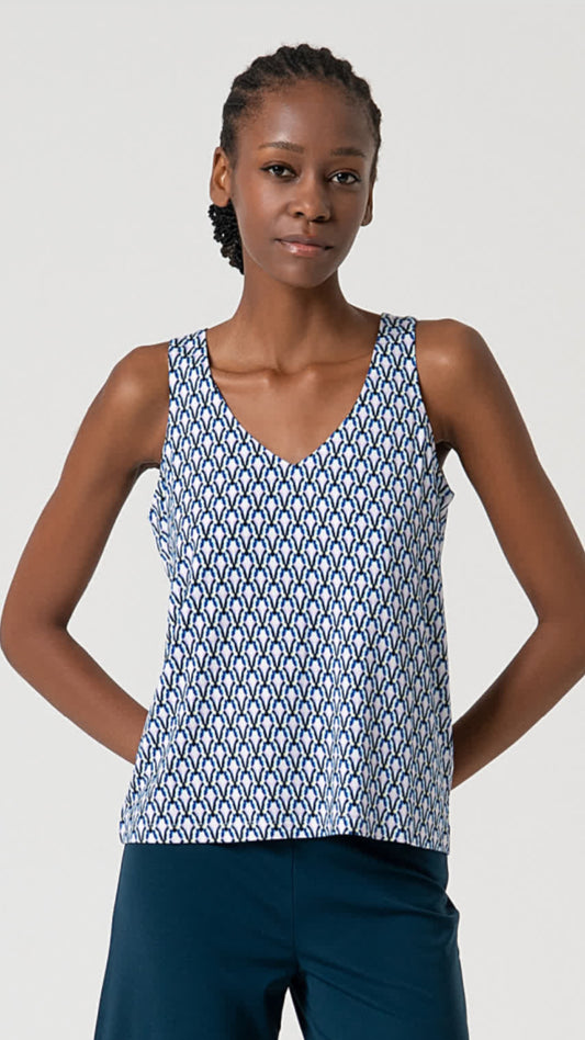 Top de tirantes estampado azul
