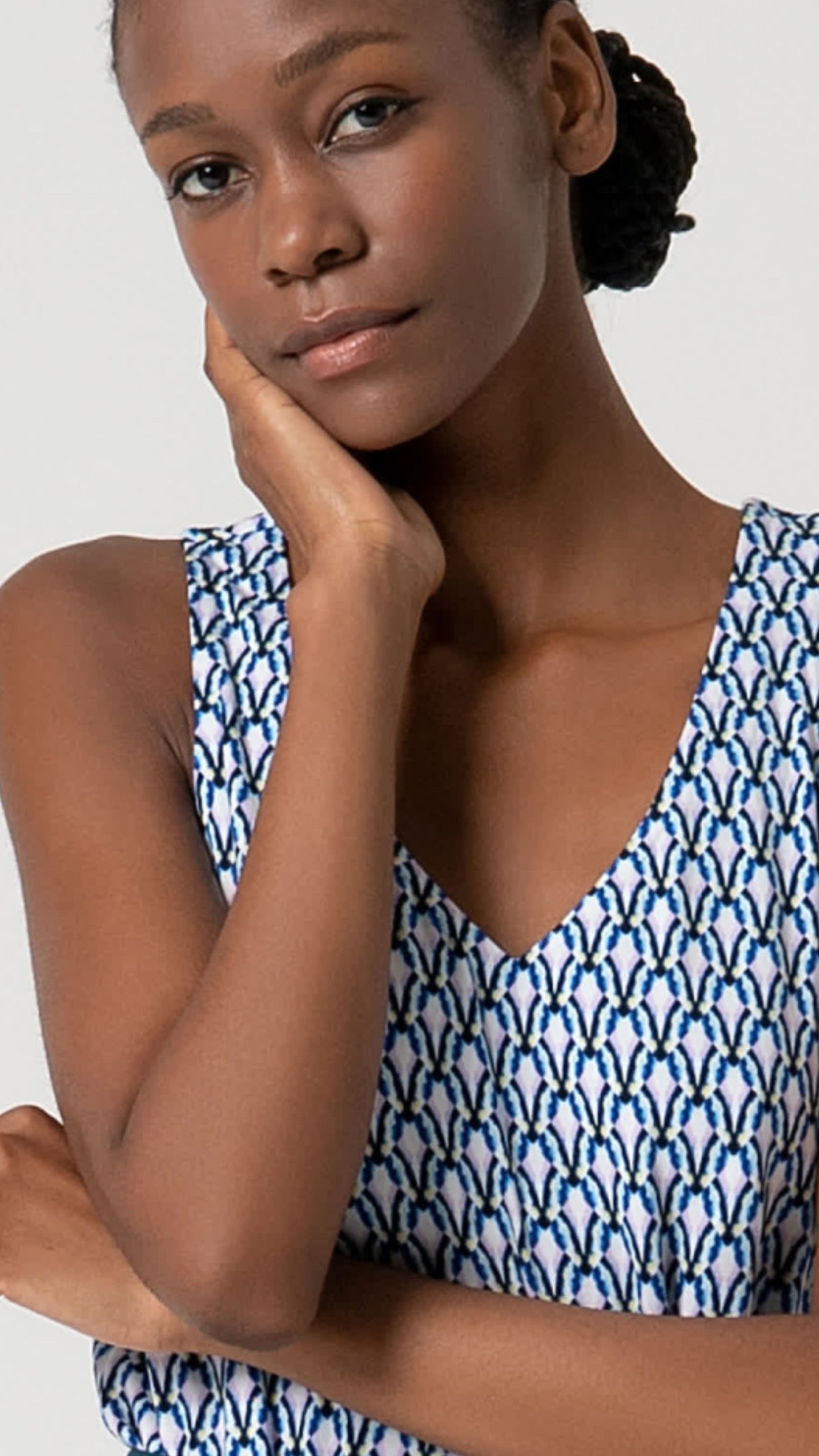 Blue printed strappy top