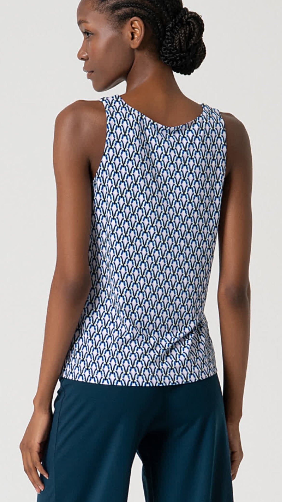 Blue printed strappy top
