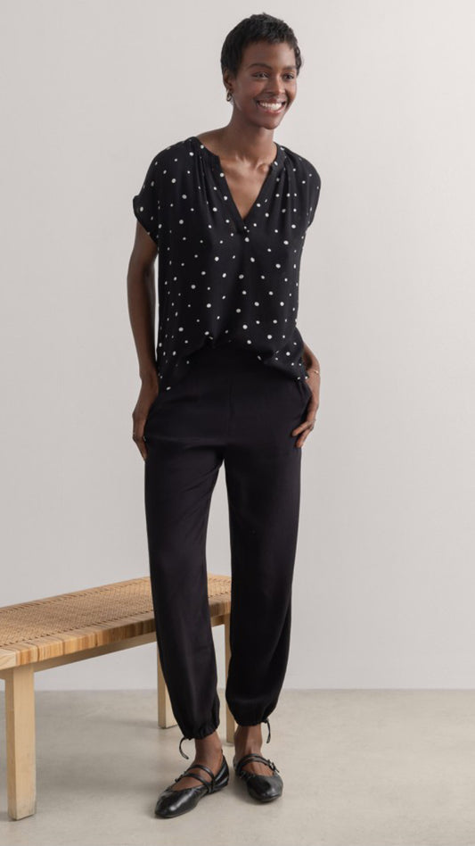 Pantalón jogger en crepe viscosa liso Safari