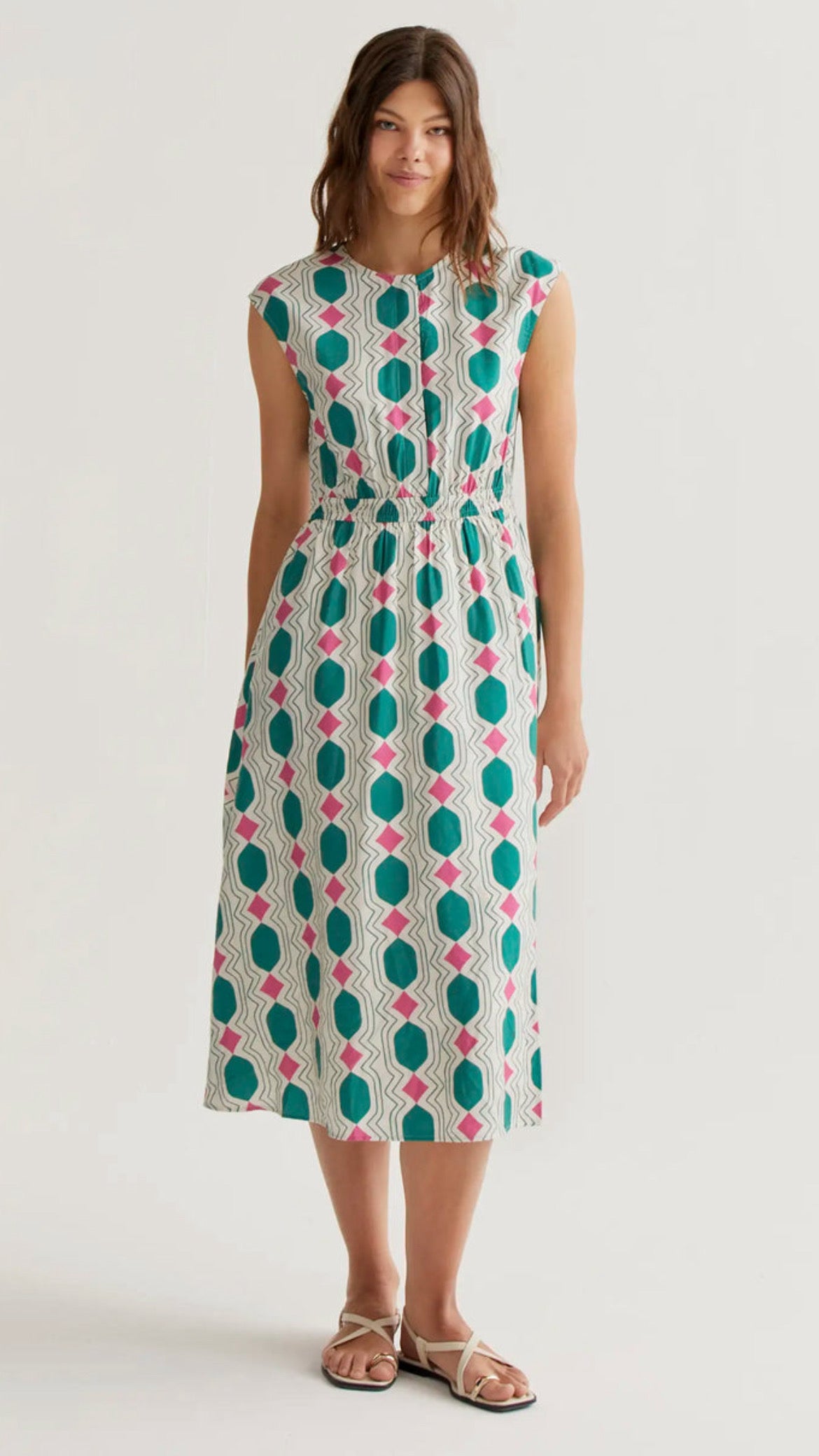 Vestido midi con estampado Geometric