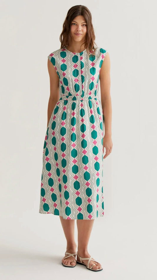 Vestido midi con estampado Geometric