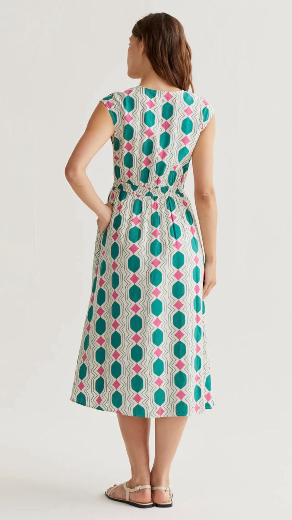 Vestido midi con estampado Geometric