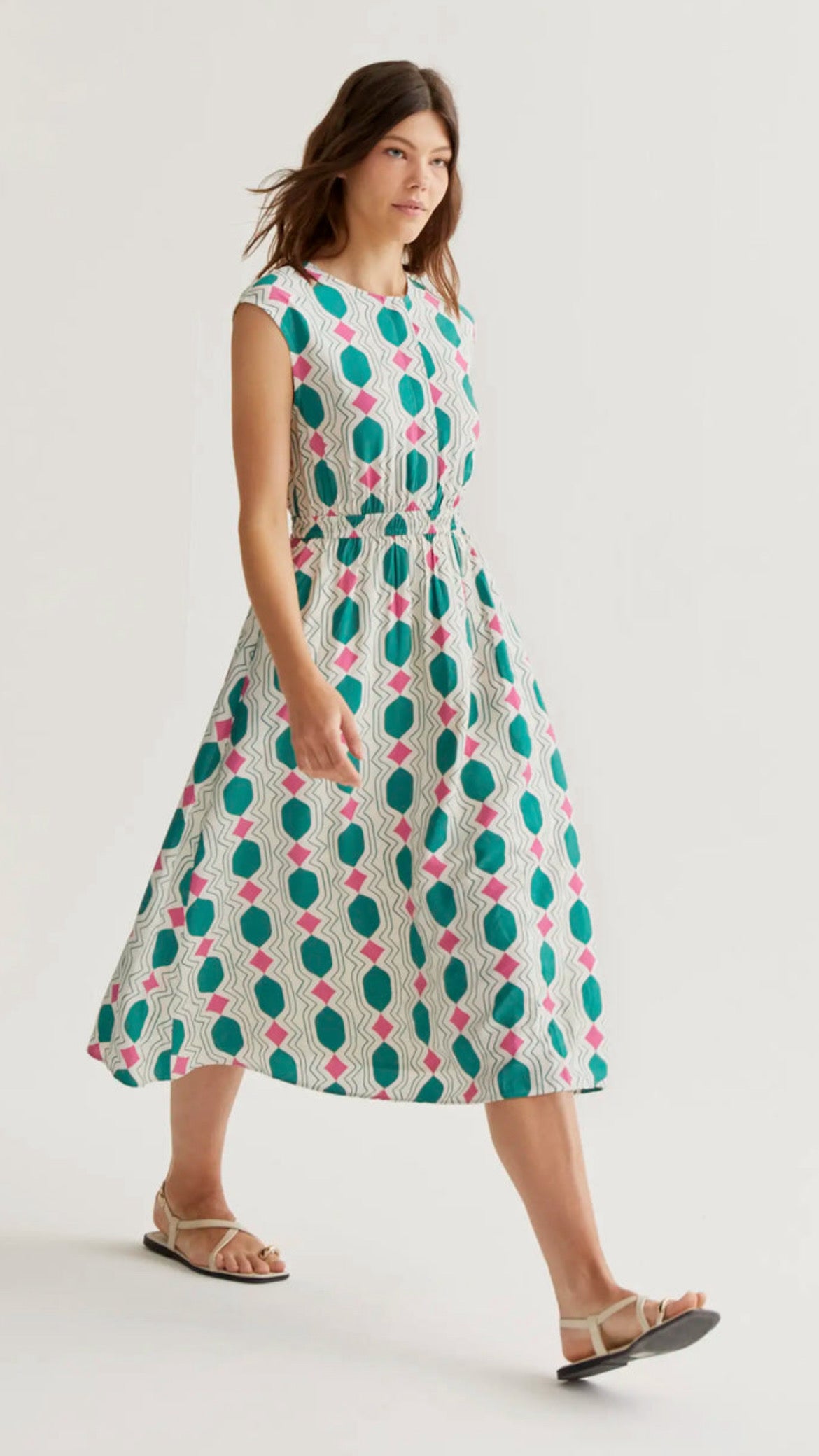 Vestido midi con estampado Geometric