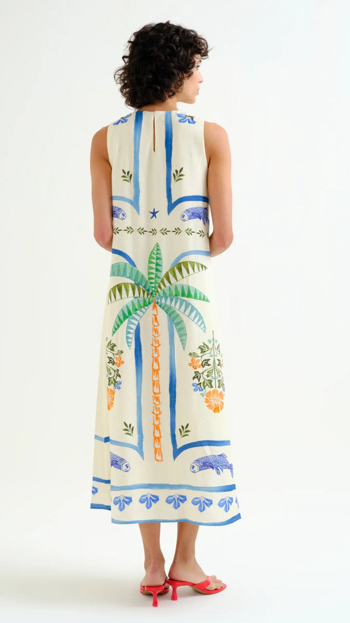 Vestido largo con estampado Palm & Mermaid