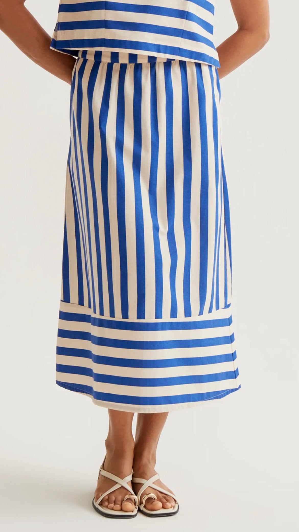 Falda midi con estampado Bamboo Blue