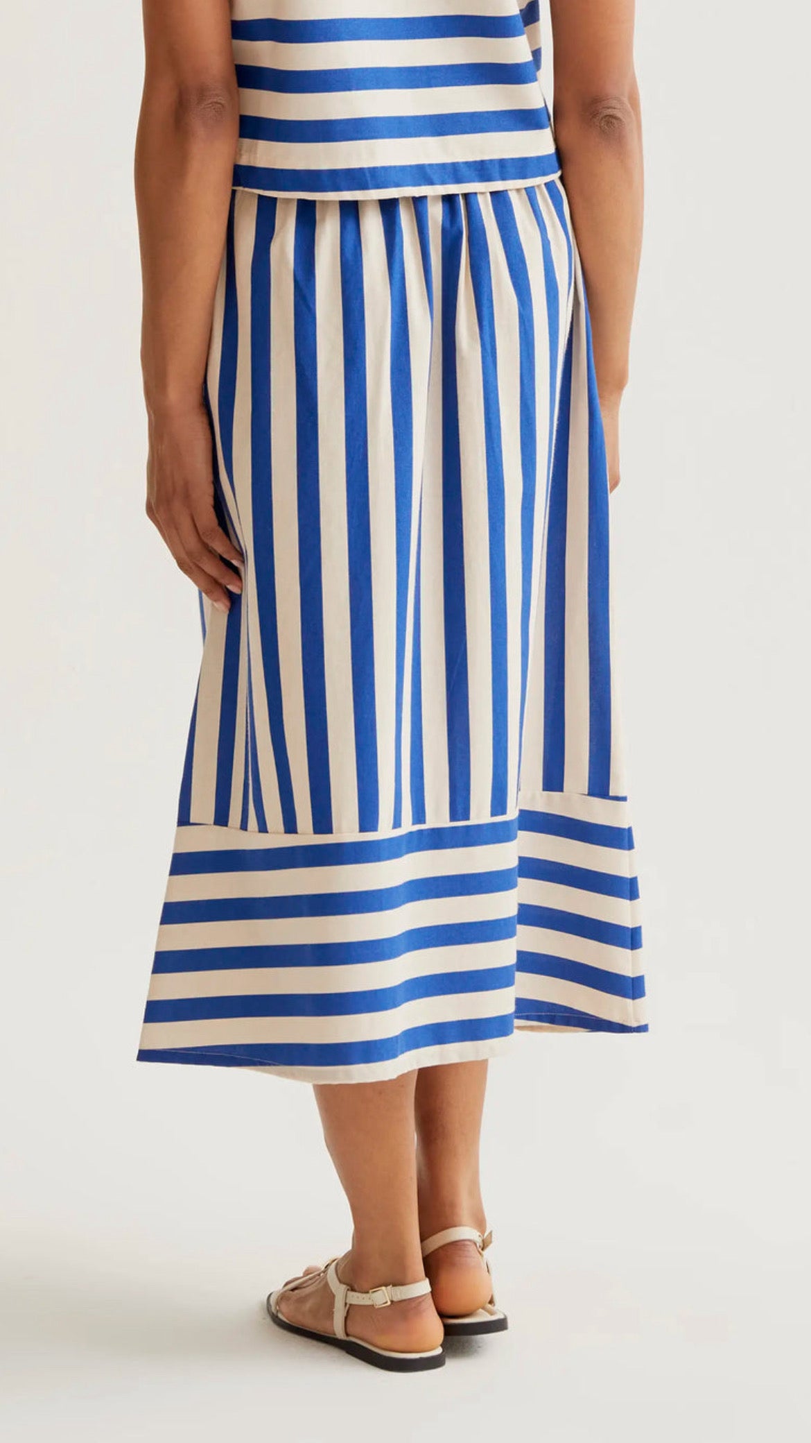 Falda midi con estampado Bamboo Blue
