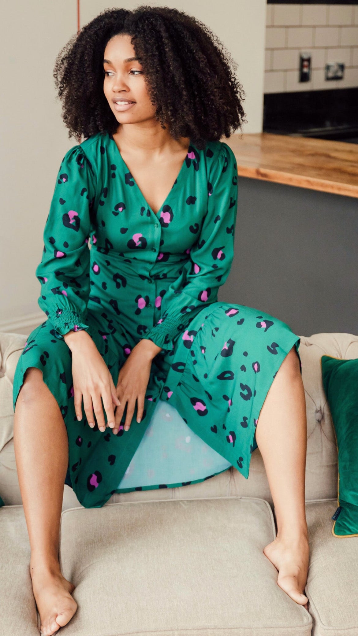 Vestido Gwen Leopardo Verde