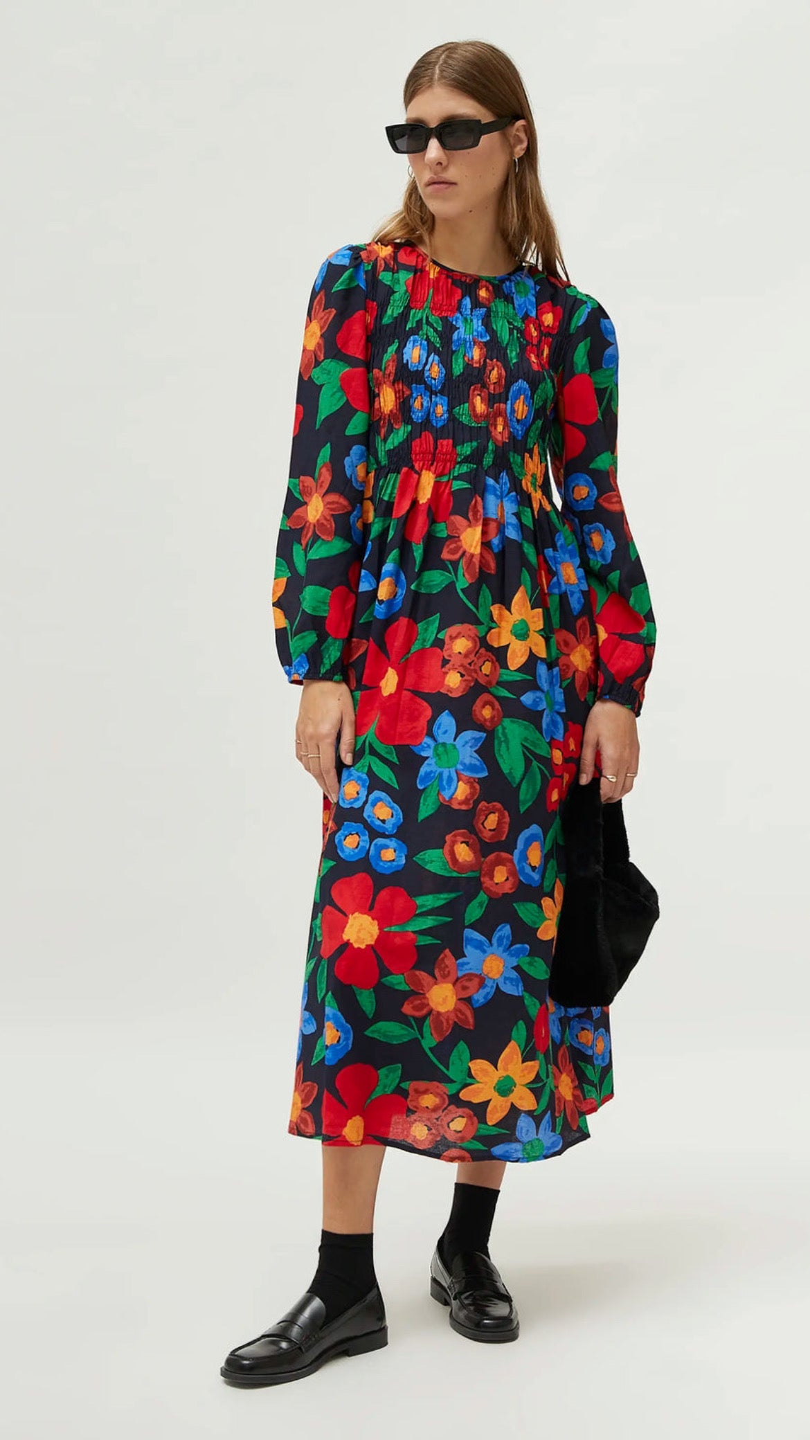 Vestido largo floral multicolor