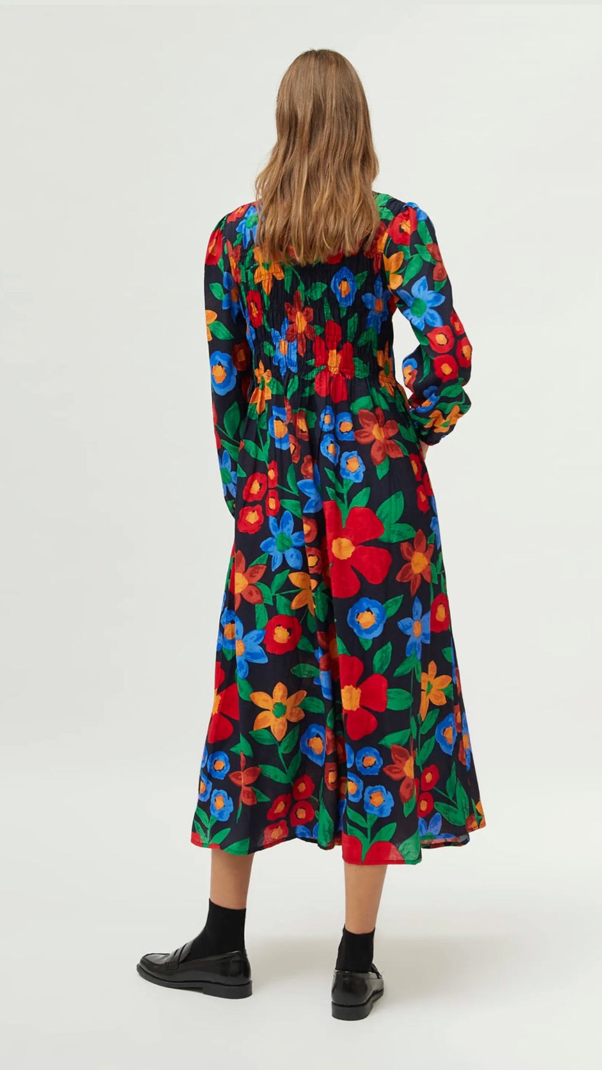 Vestido largo floral multicolor