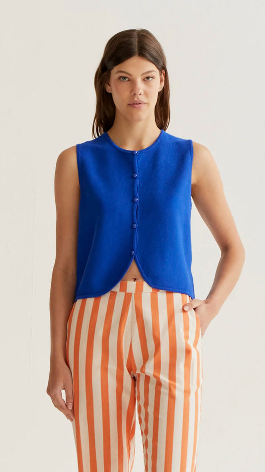 Top chaleco punto azul