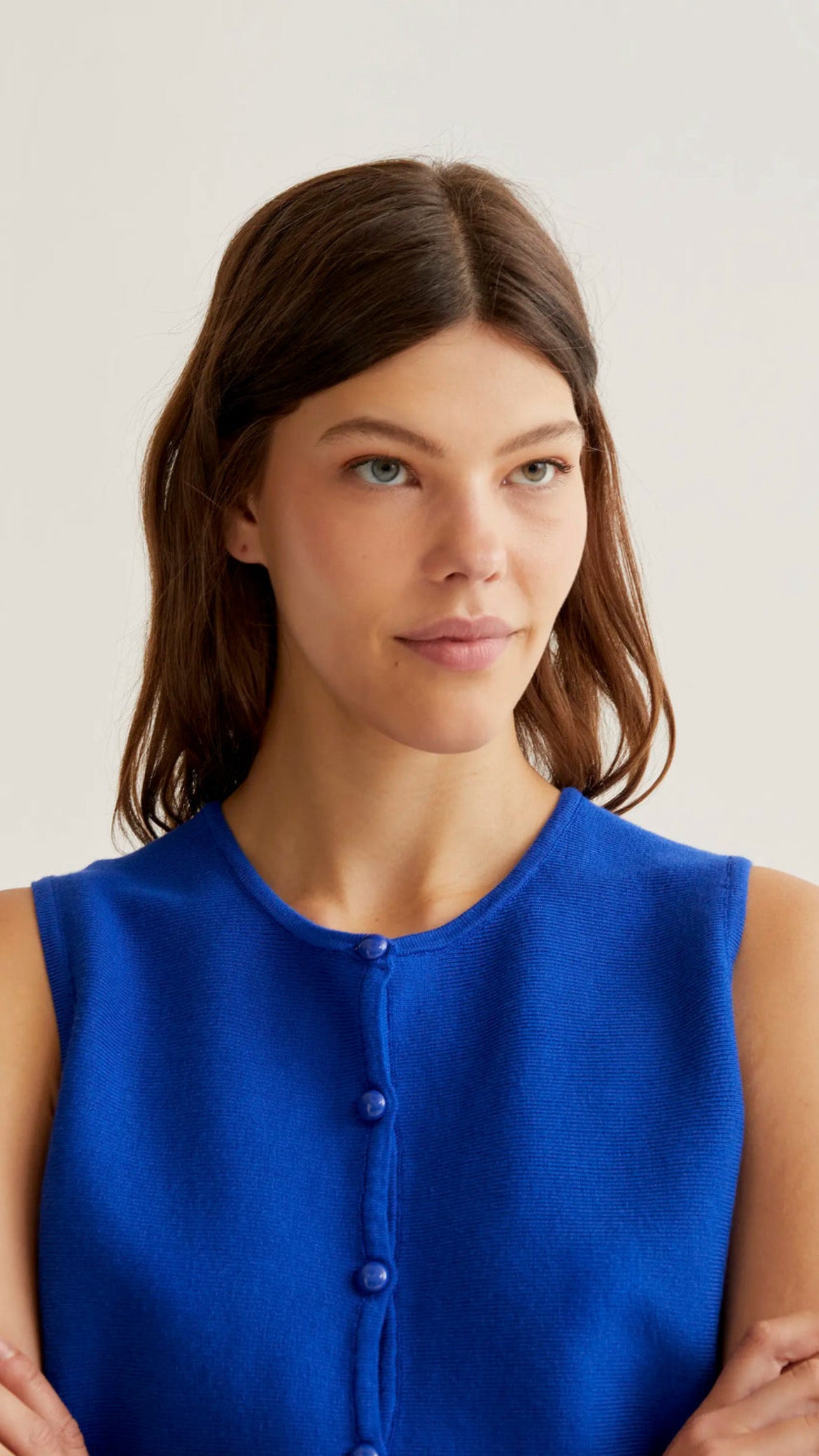 Top chaleco punto azul