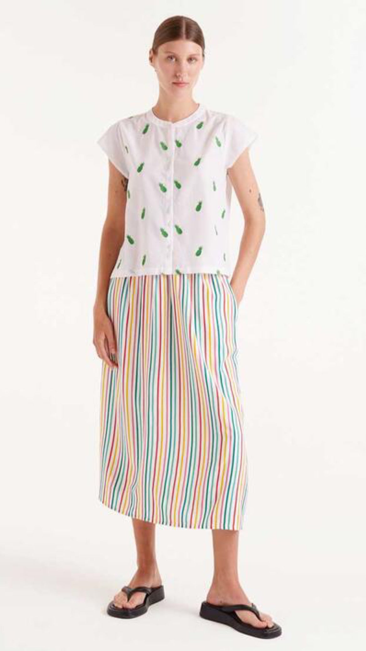 Camisa cuello mao piñas