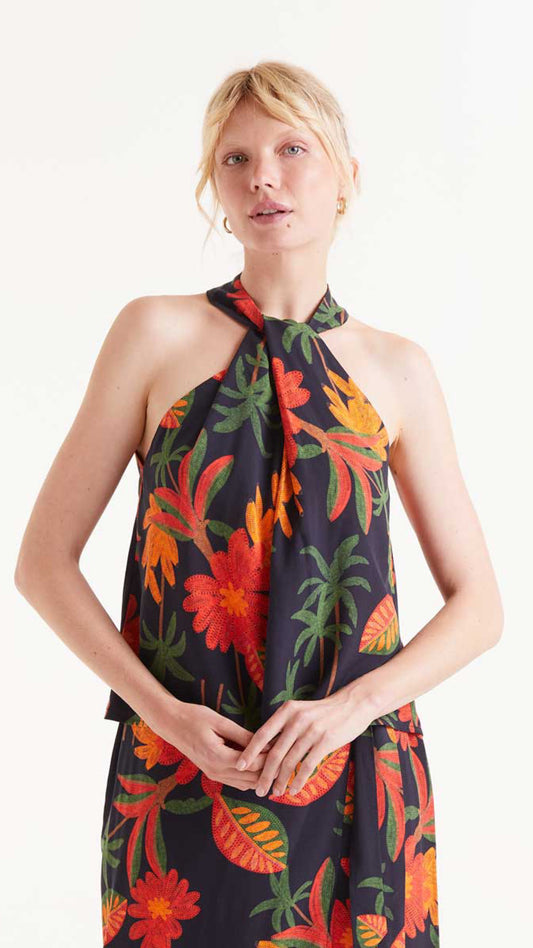 Famara floral print halter top