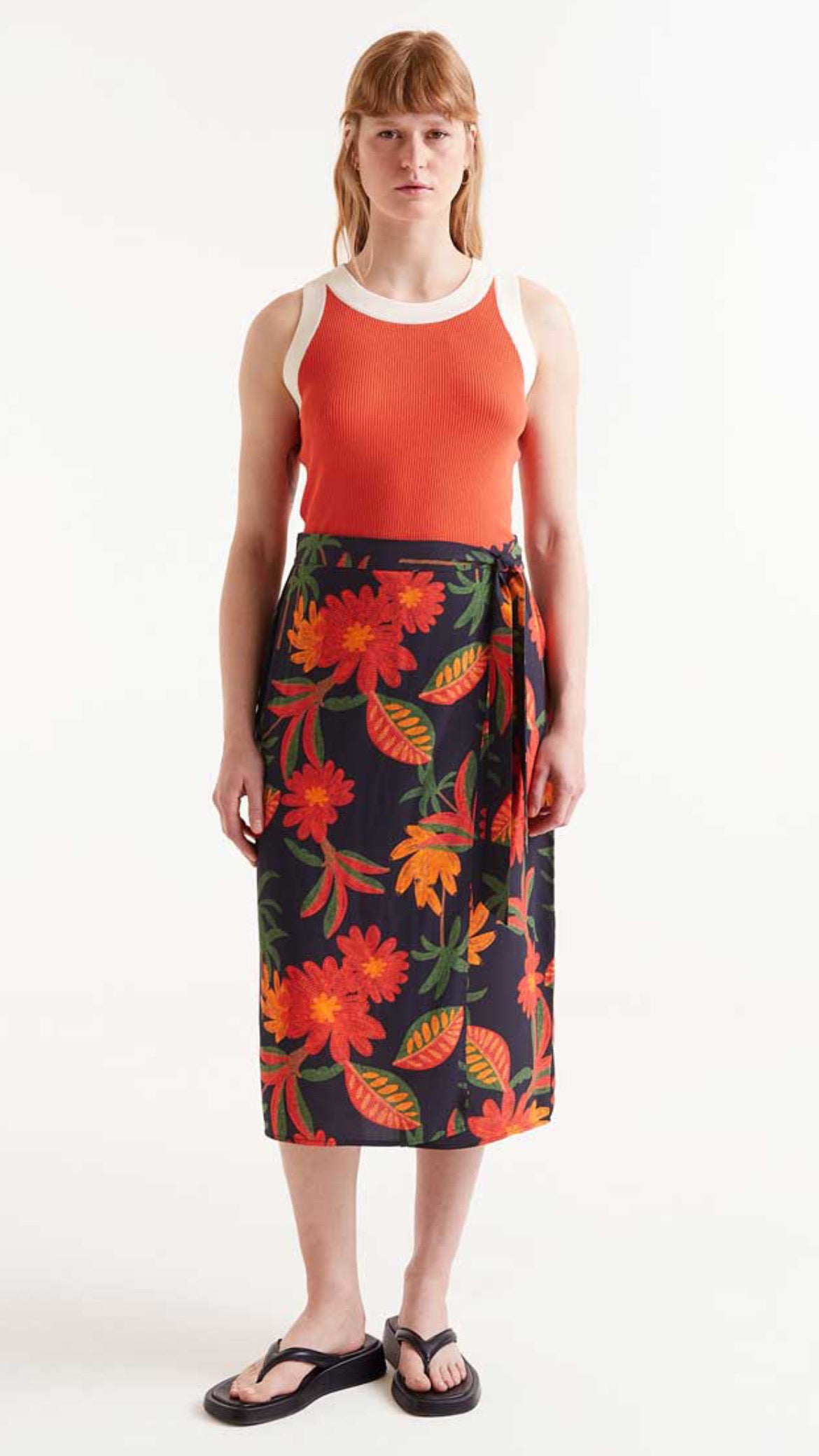 Falda midi estampado floral Famara
