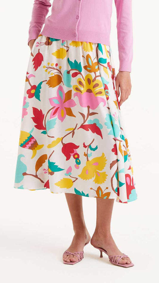 Falda midi estampado floral Nenúfar