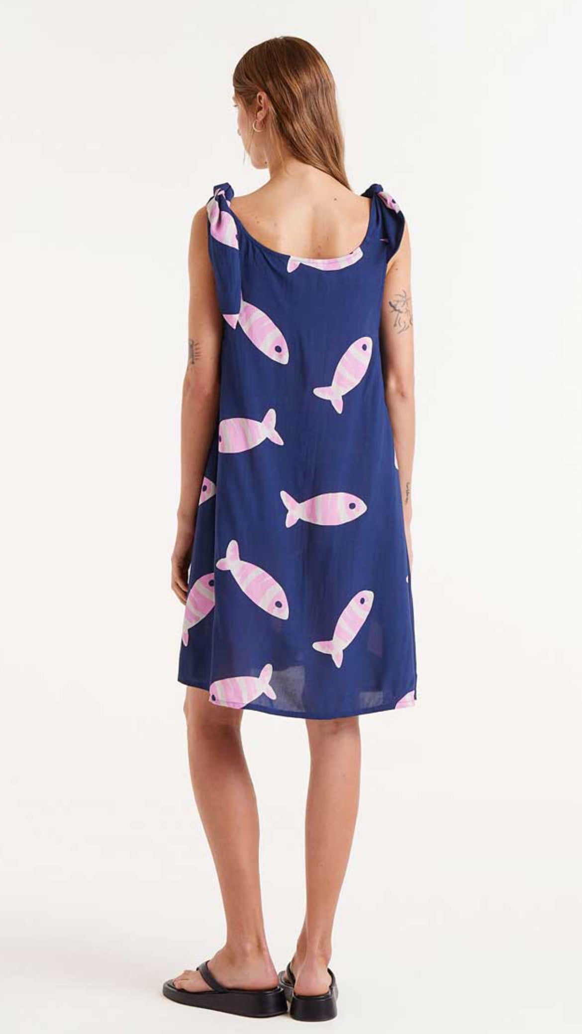 Vestido corto rayón con estampado Eureka