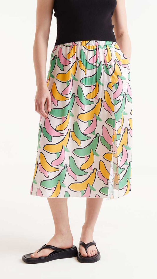 Falda midi estampado Banana
