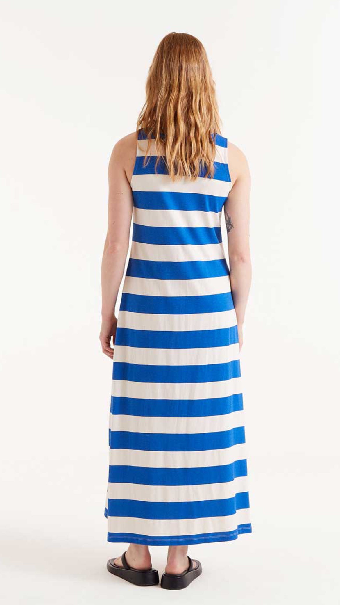Vestido largo rayas azules