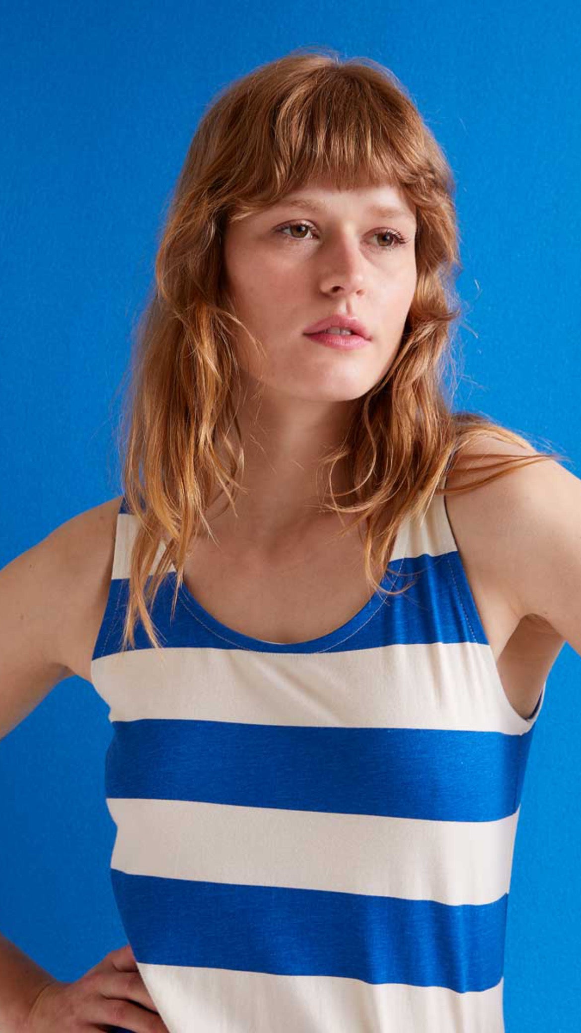 Vestido largo rayas azules