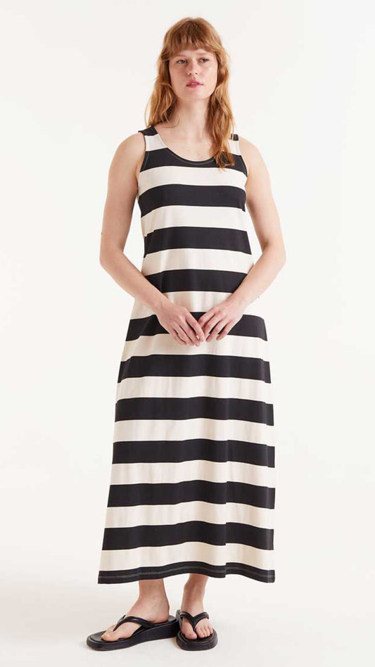 Vestido largo rayas negras