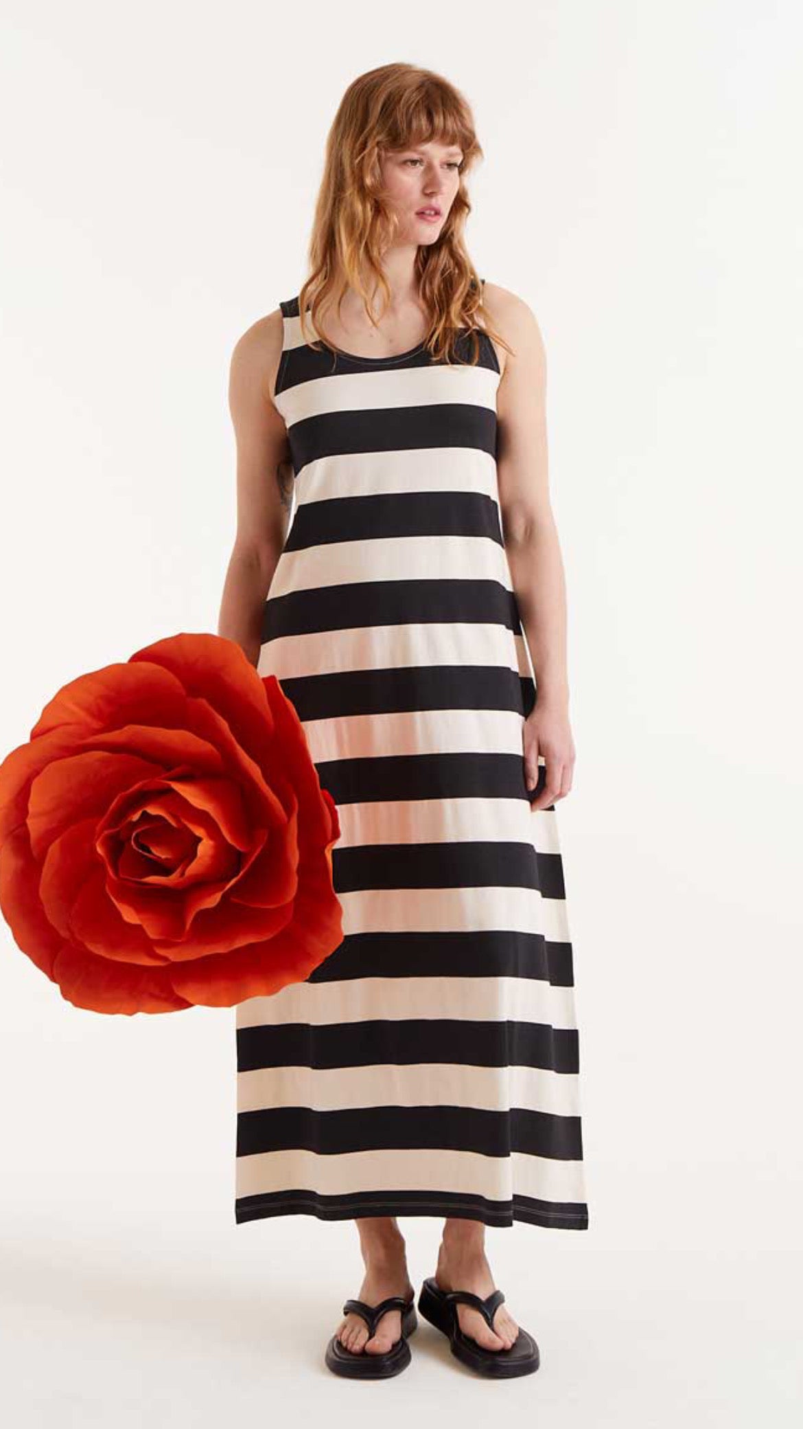 Vestido largo rayas negras