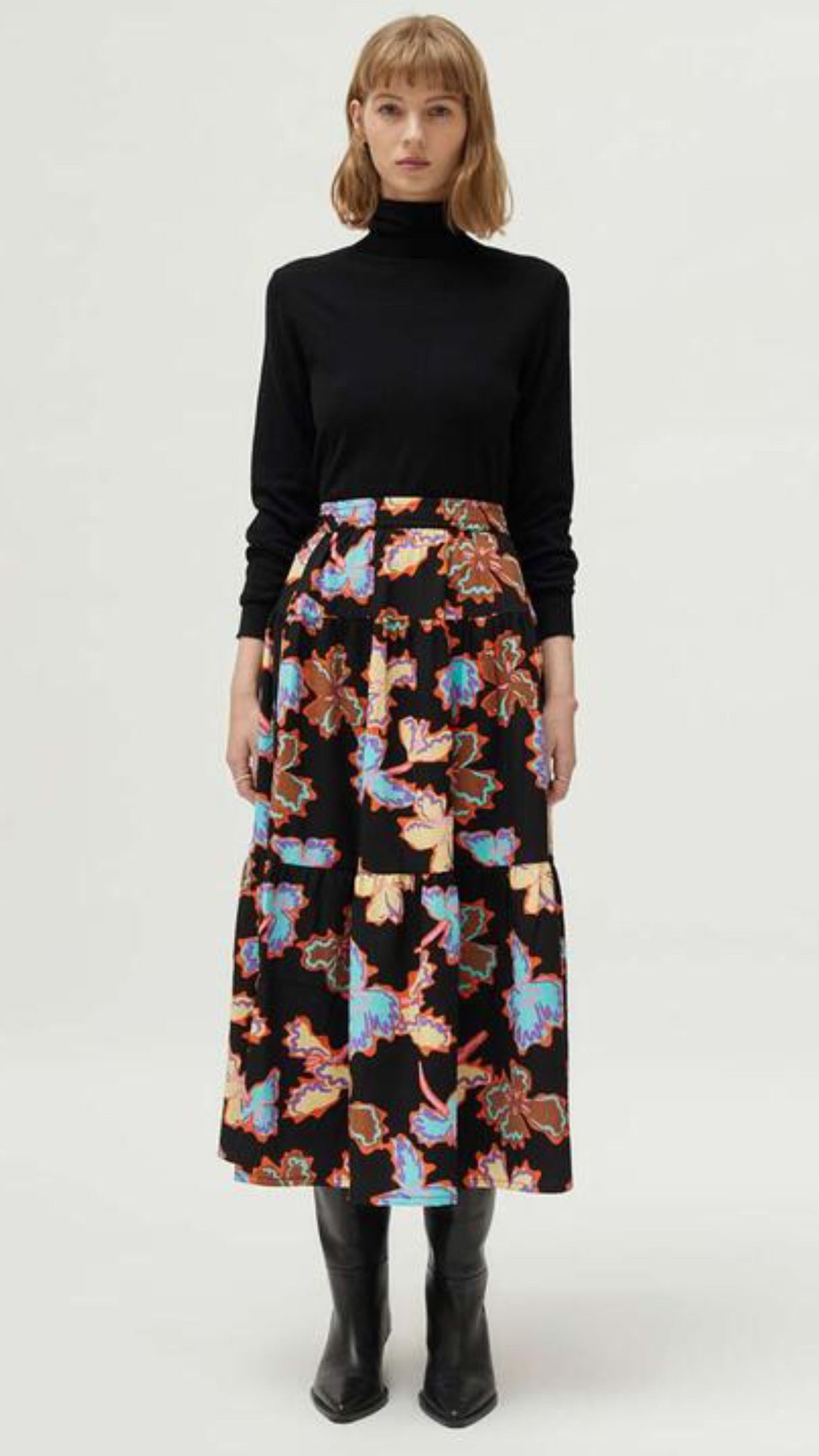 Long skirt with floral print Alhelí