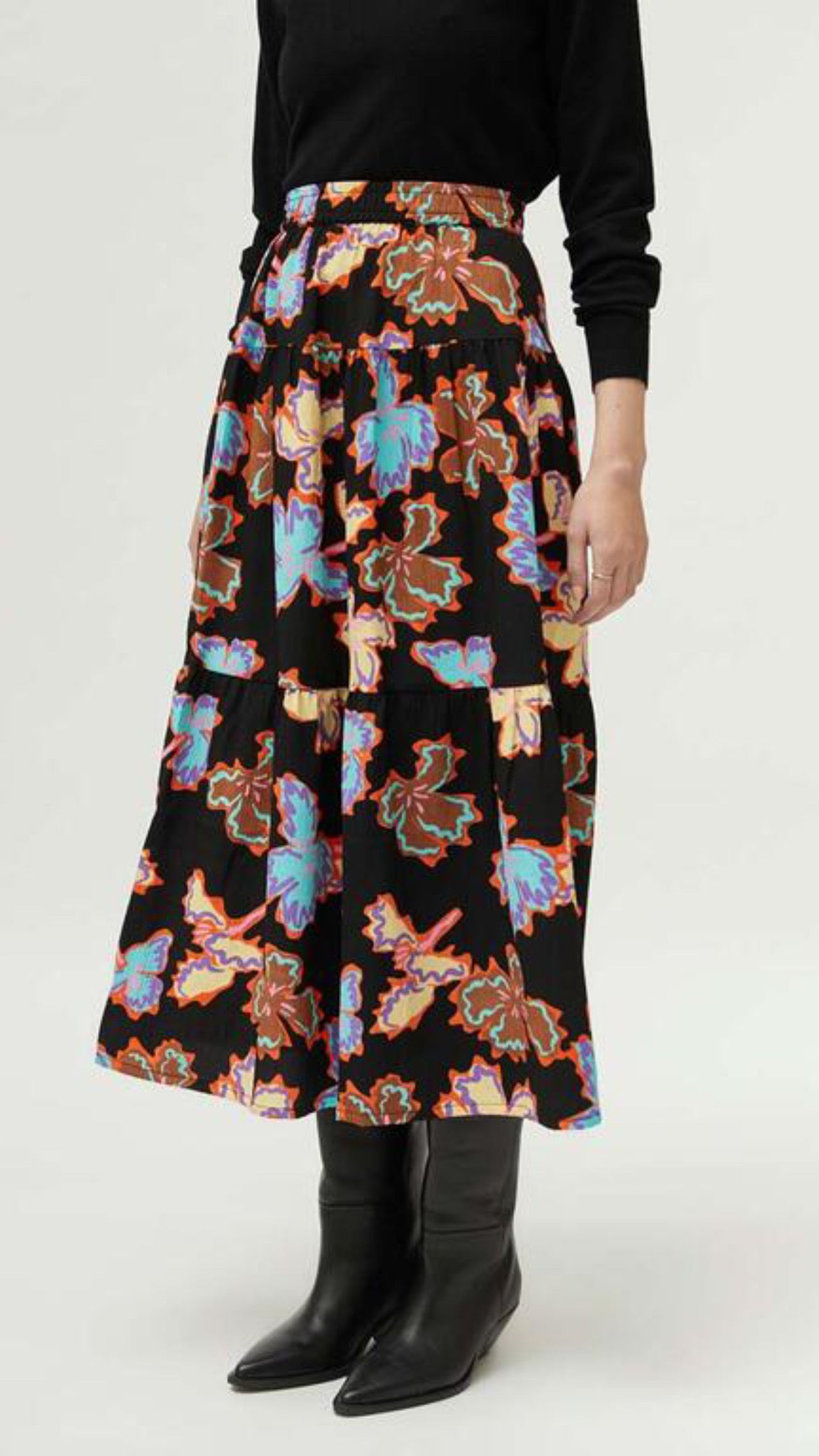 Long skirt with floral print Alhelí
