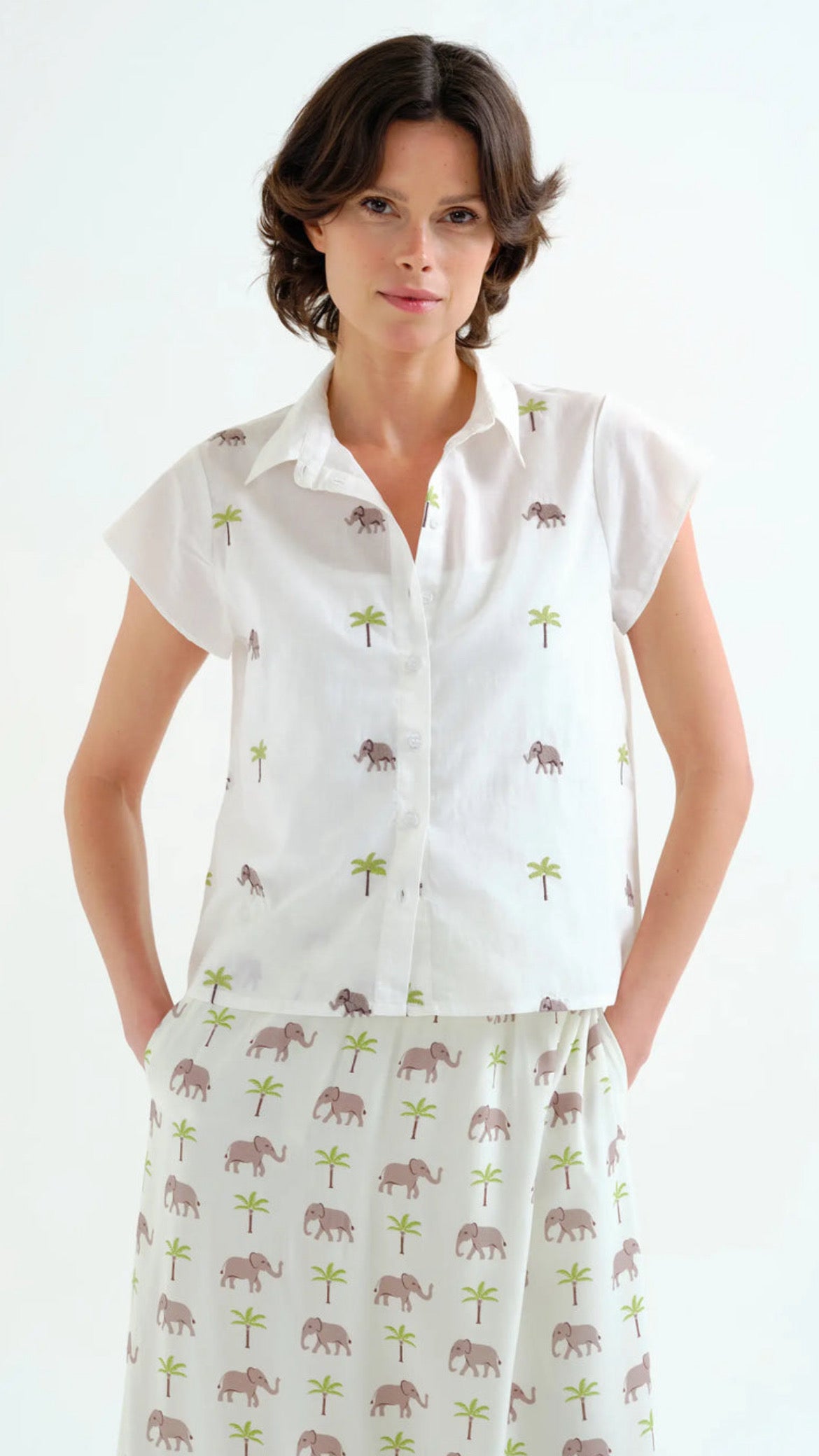 Camisa con estampado Elefante y Palmera