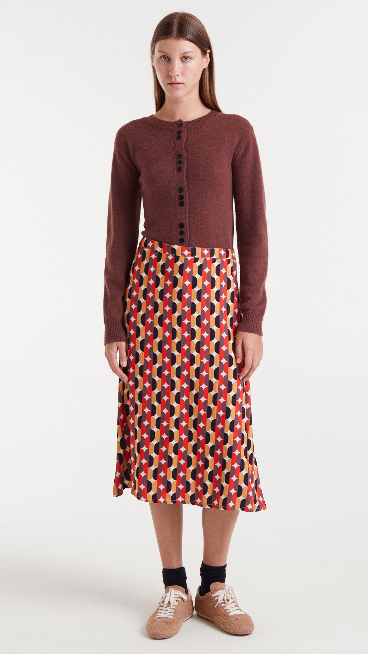 Falda midi con estampado Link