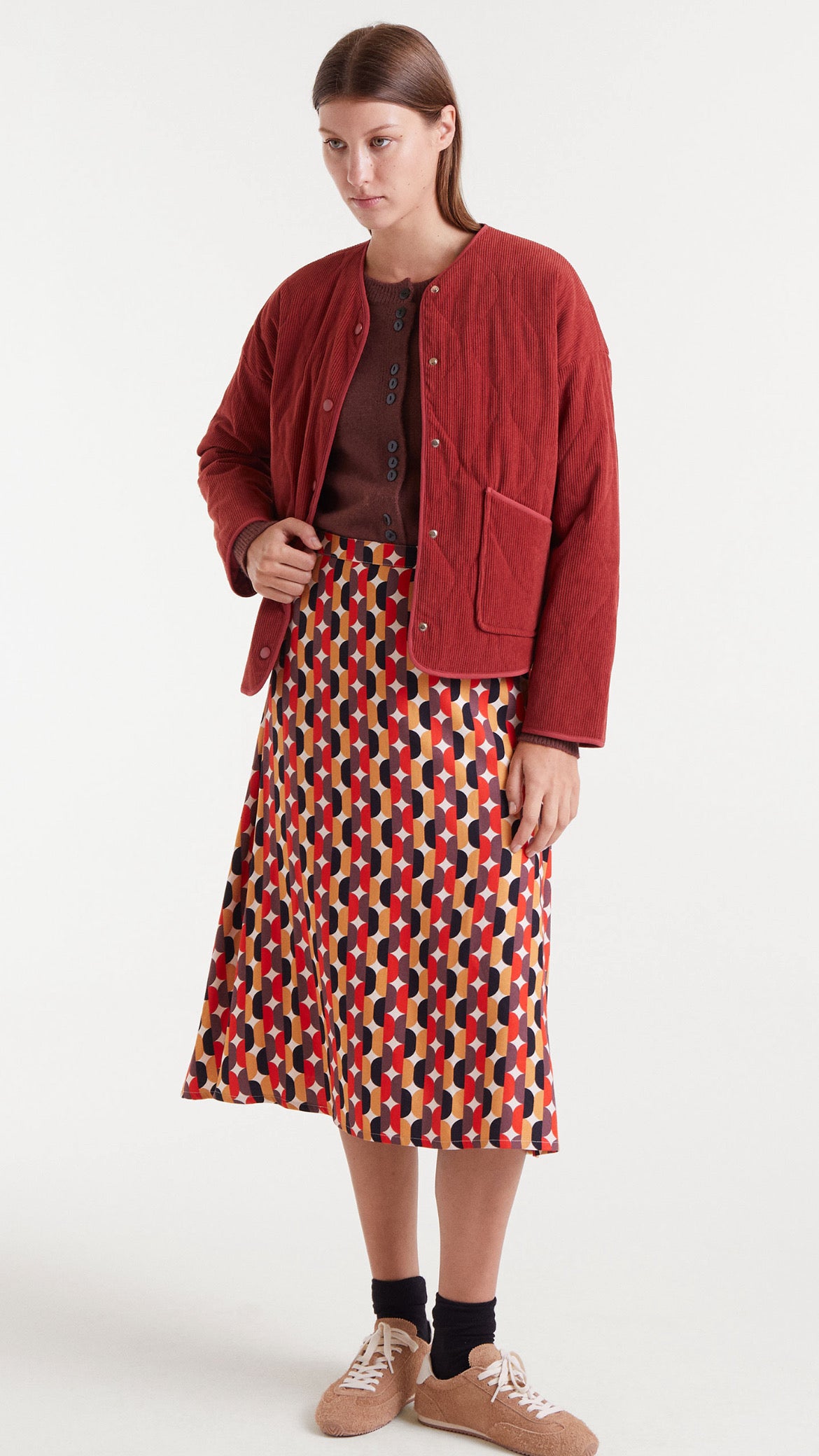 Falda midi con estampado Link