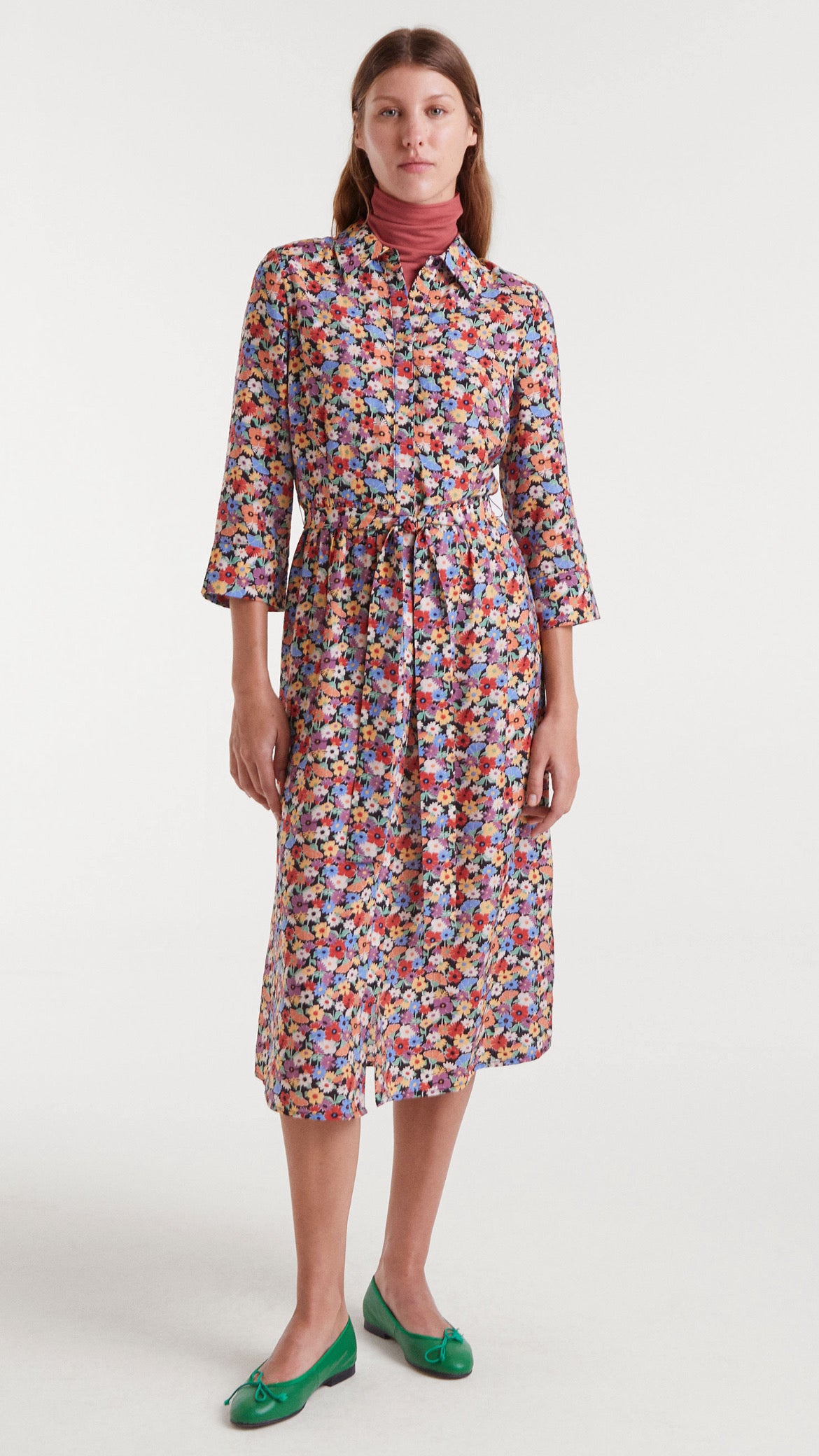 Vestido mido crepe ligero con estampado Hampton Small