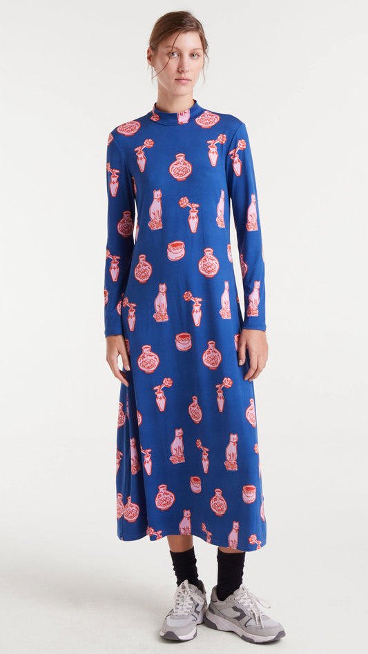Vestido largo con estampado porcelain