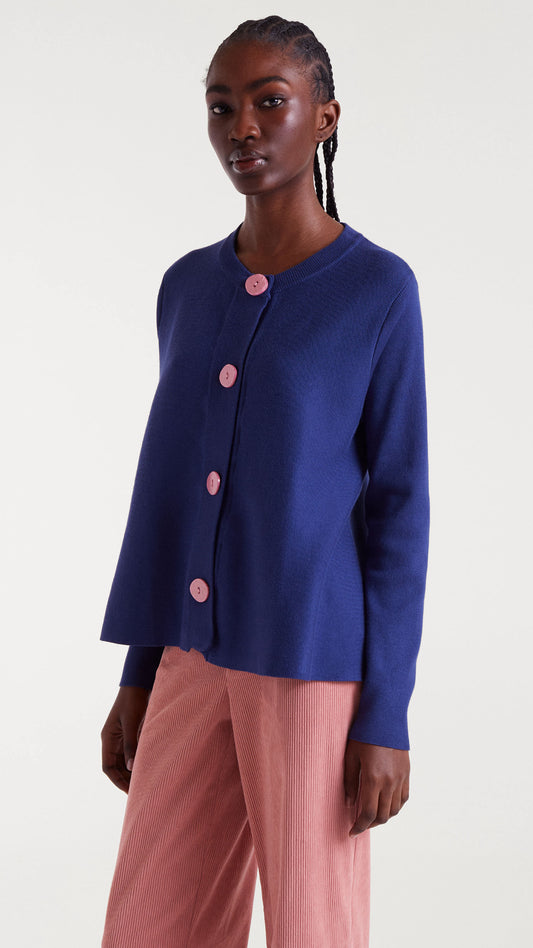 Cárdigan de punto evasé navy blue