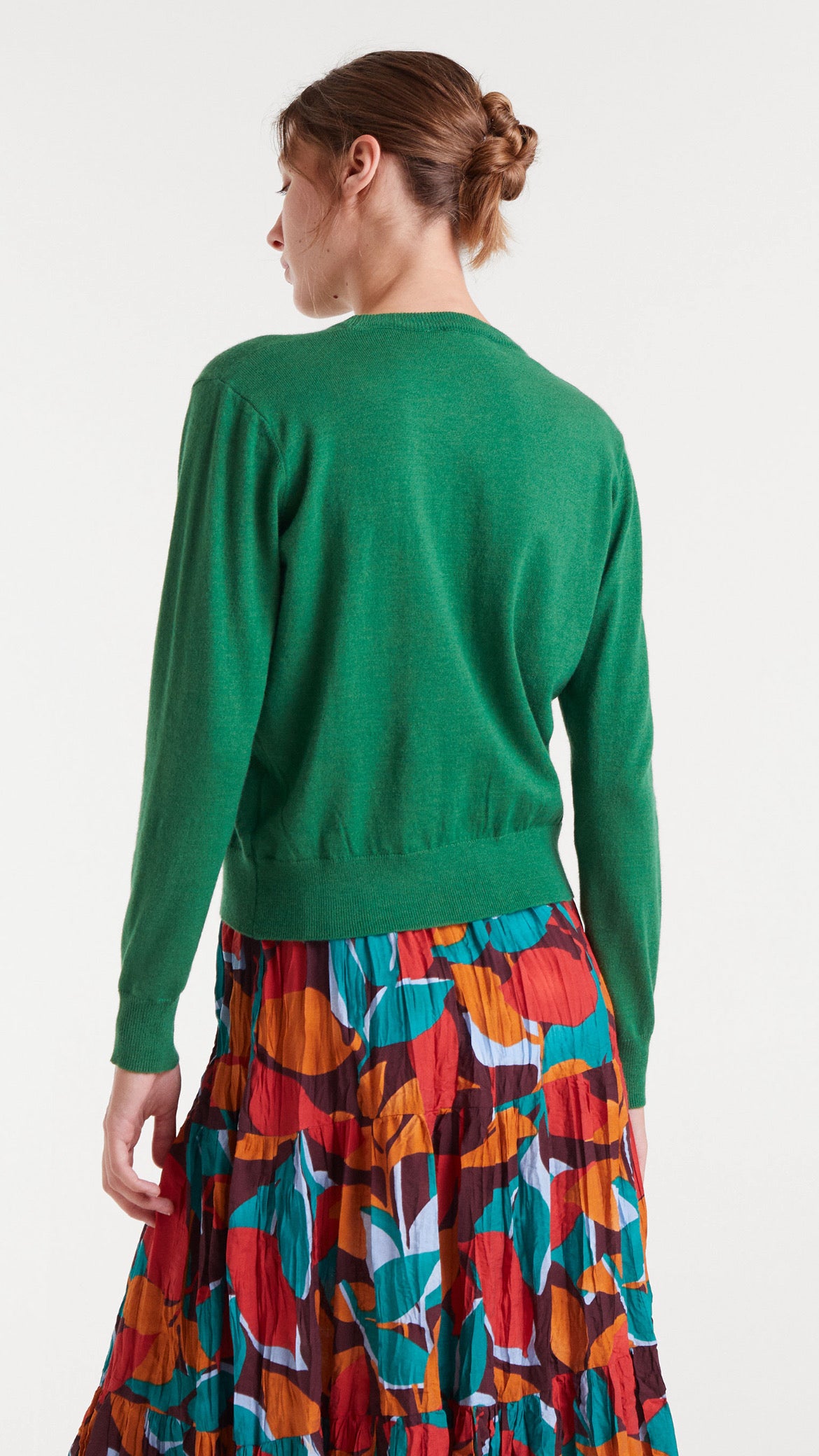 Jersey de punto verde con print corazón