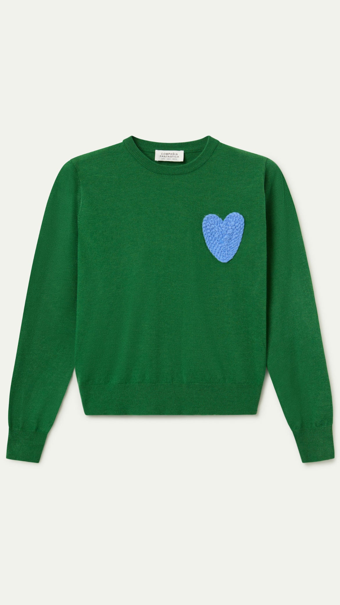 Jersey de punto verde con print corazón