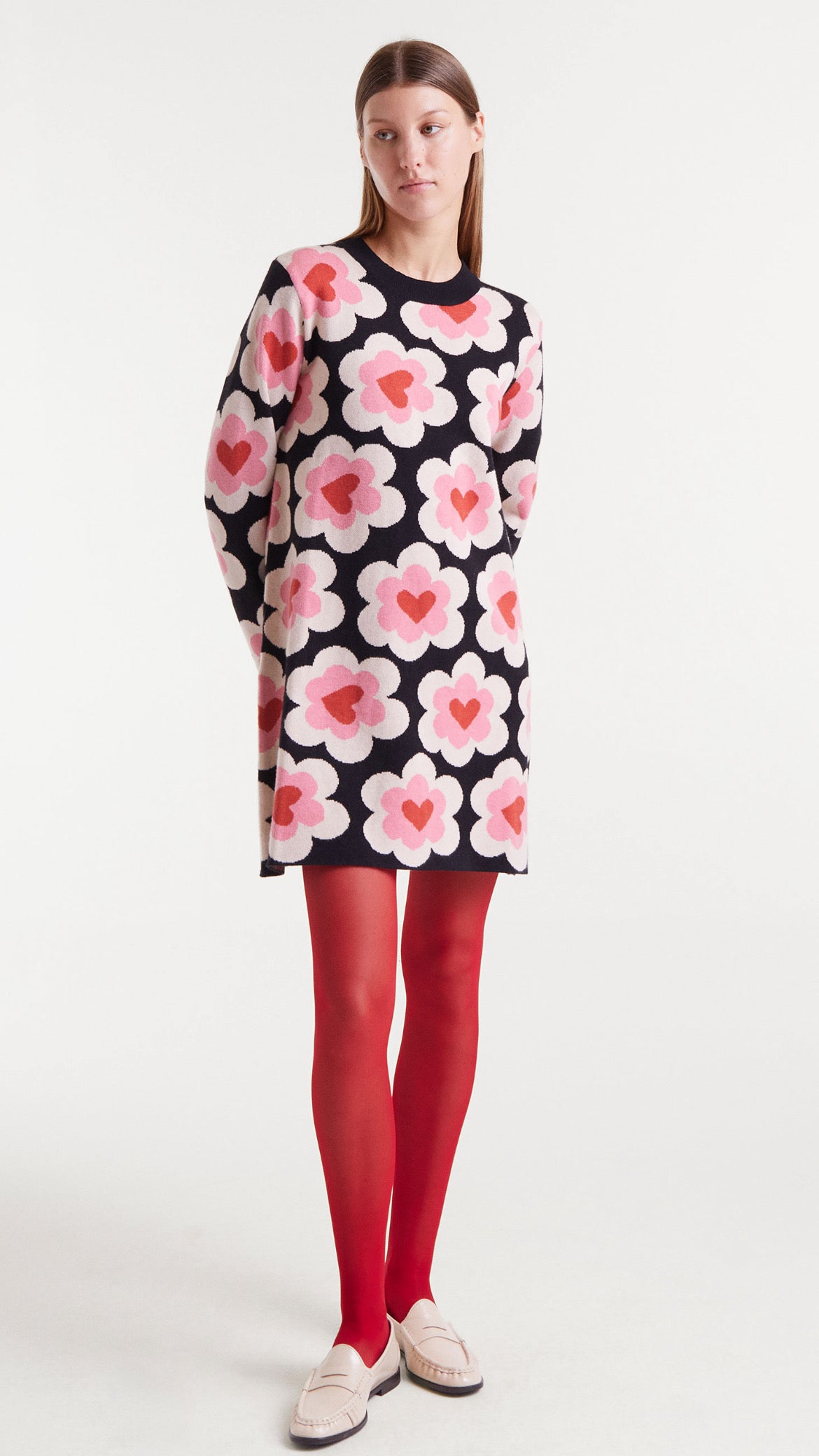 Vestido corto de punto Jacquard con estampado SweetHeart