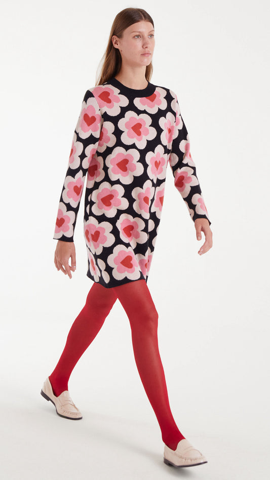 Vestido corto de punto Jacquard con estampado SweetHeart