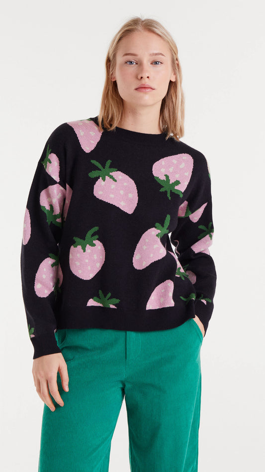 Jersey de punto jacquard con estampado Morango