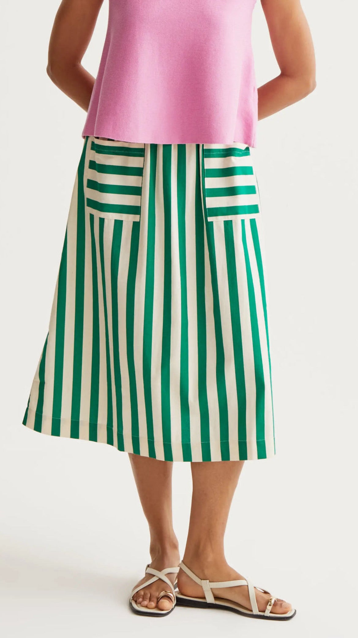 Falda midi con estampado Bamboo Green (R)