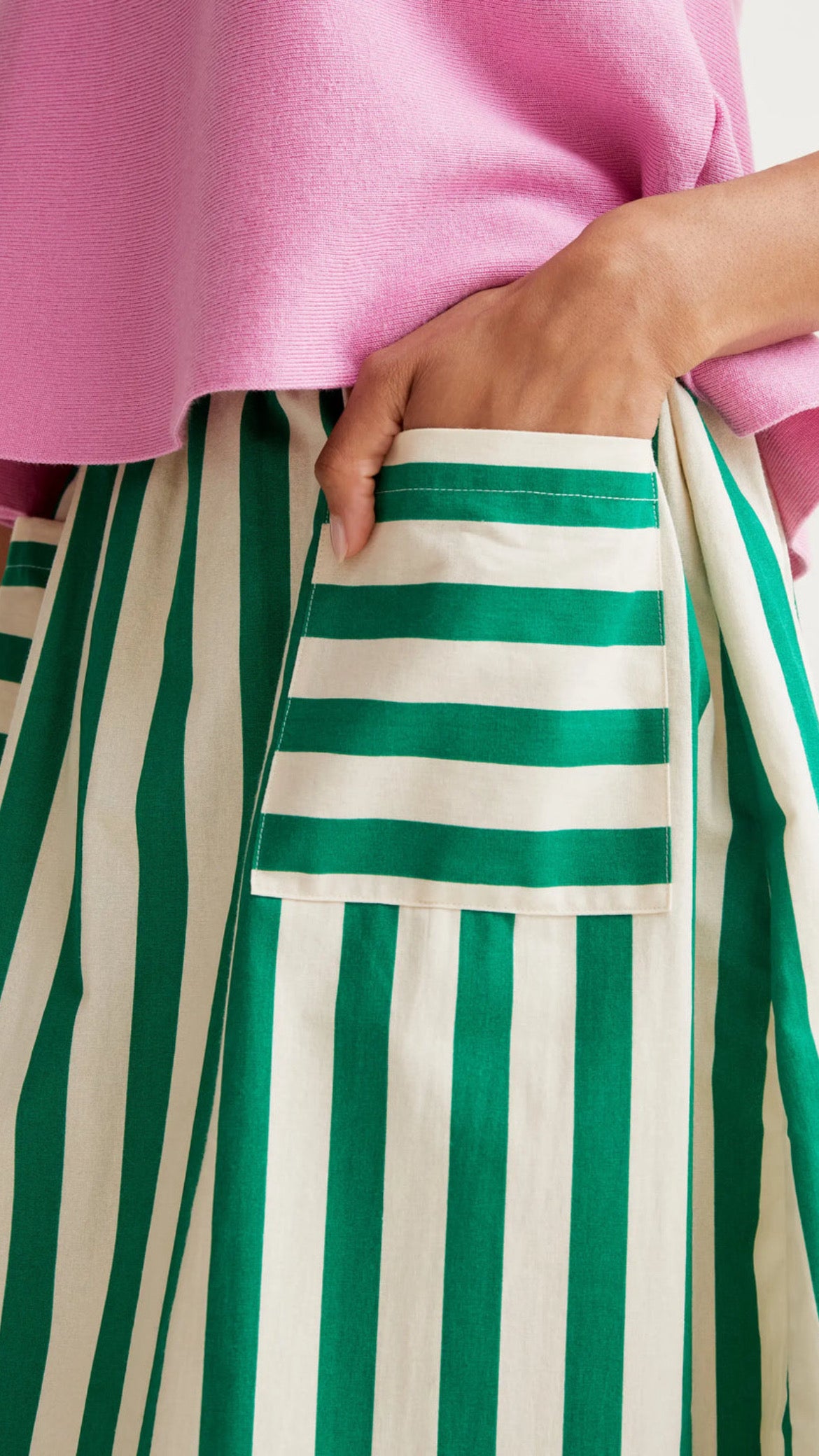 Falda midi con estampado Bamboo Green (R)