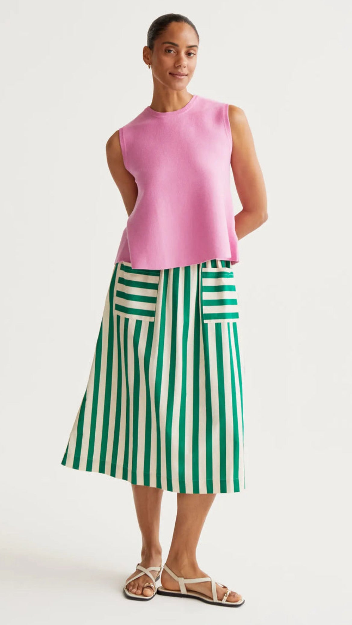 Falda midi con estampado Bamboo Green (R)