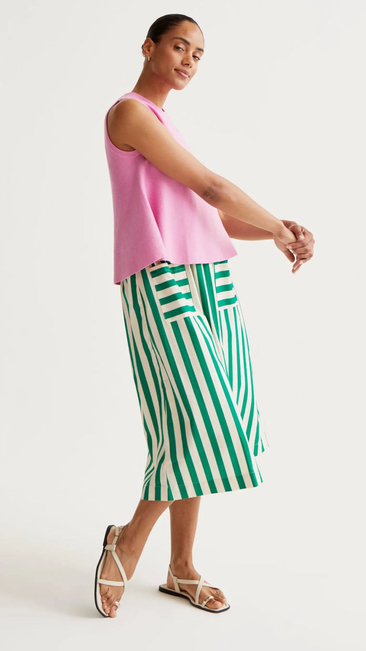 Falda midi con estampado Bamboo Green (R)