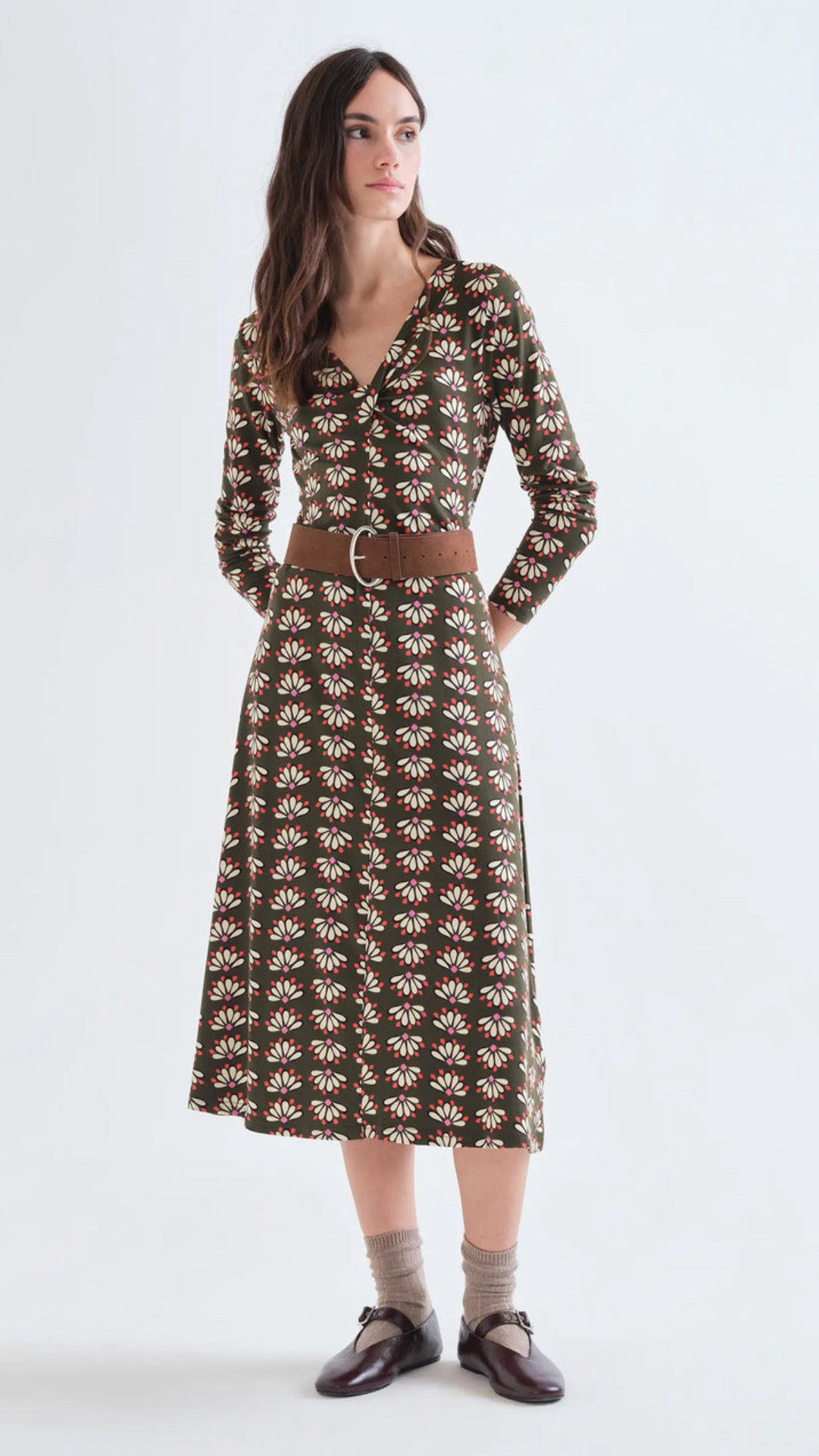 Vestido midi con estampado Geometry