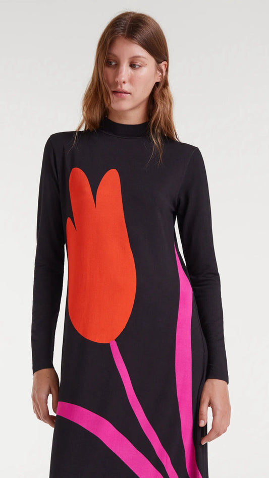 Vestido largo con estampado Big Tulip