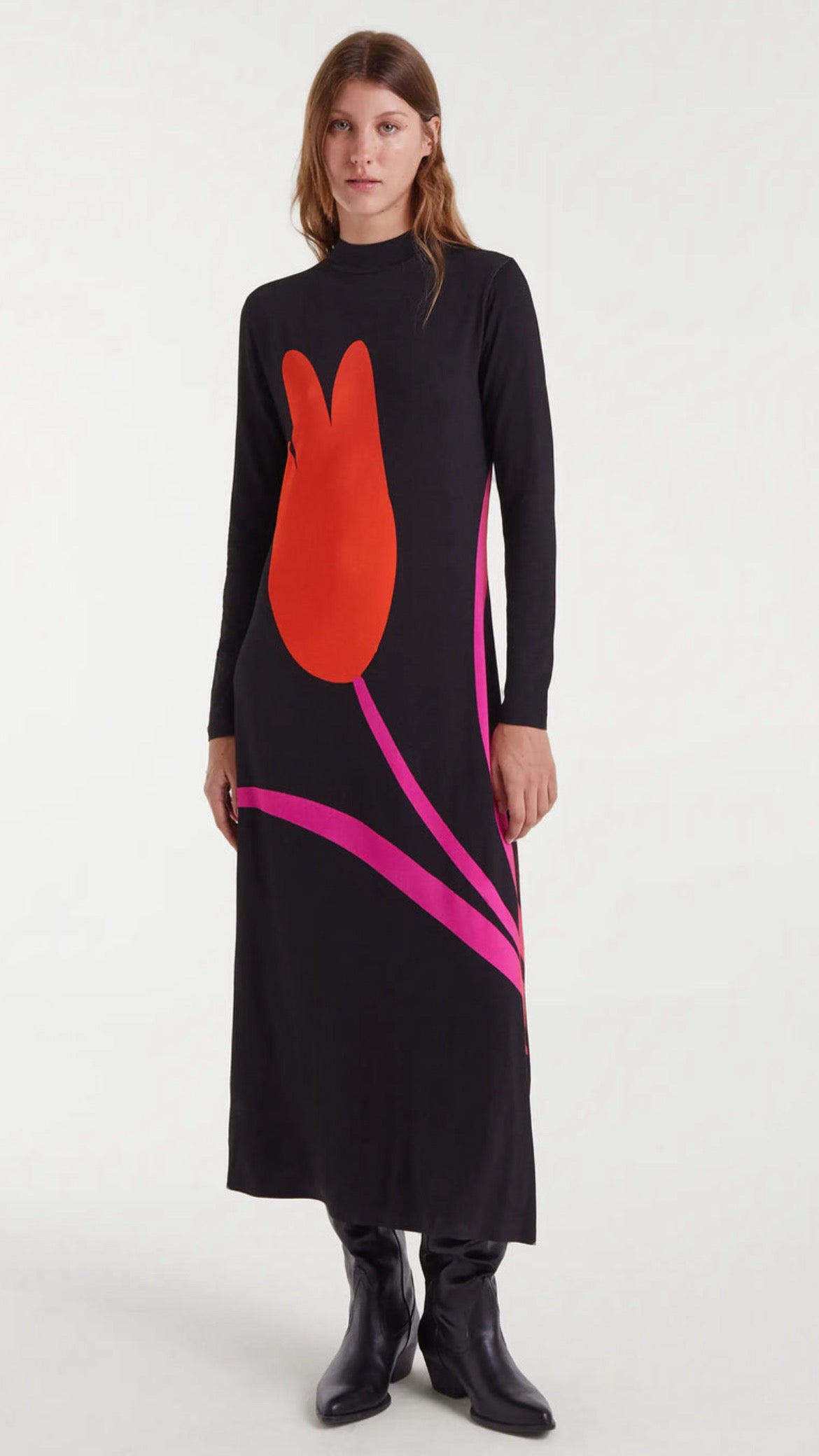 Vestido largo con estampado Big Tulip