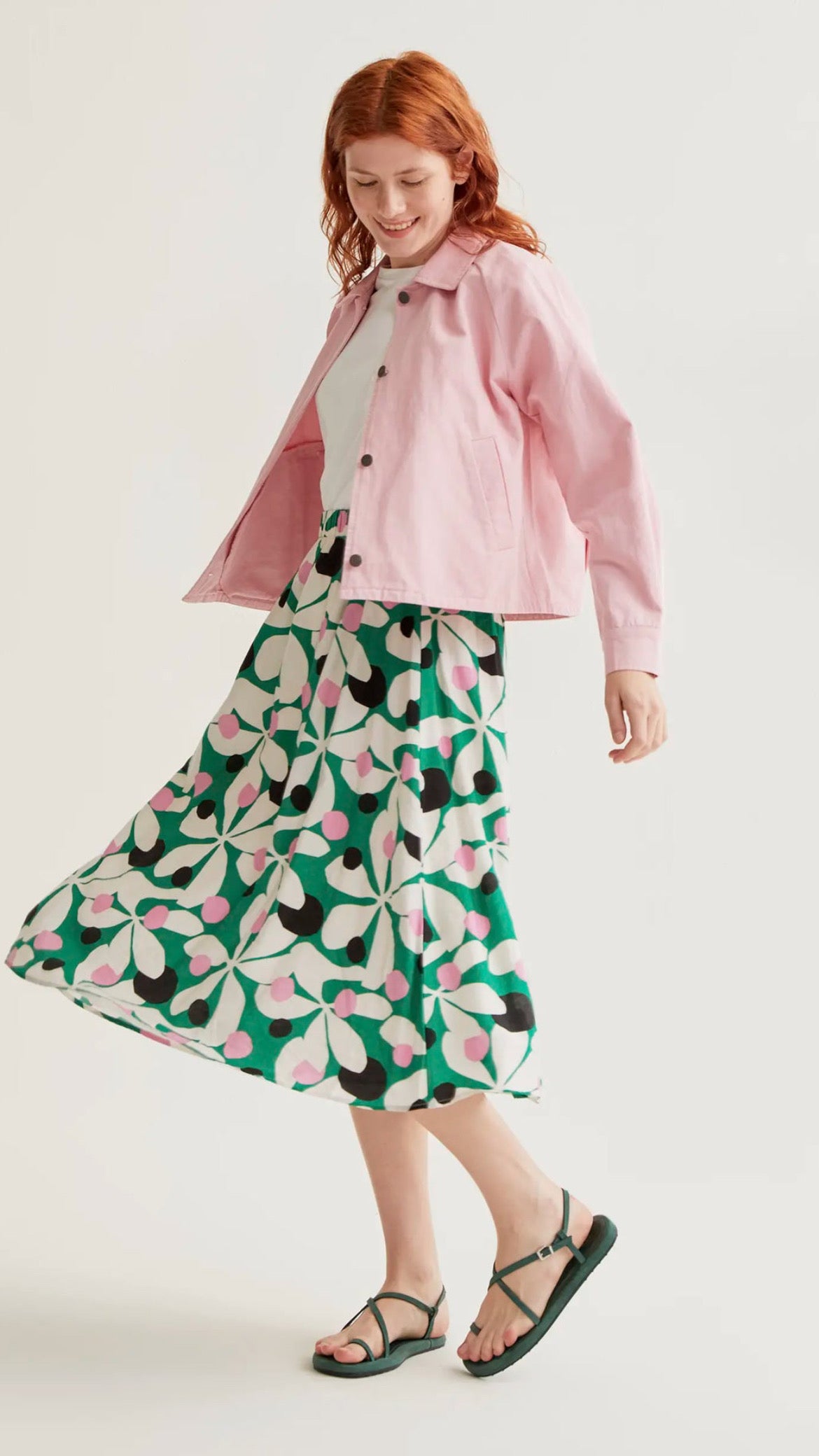 Falda midi con estampado Hosta