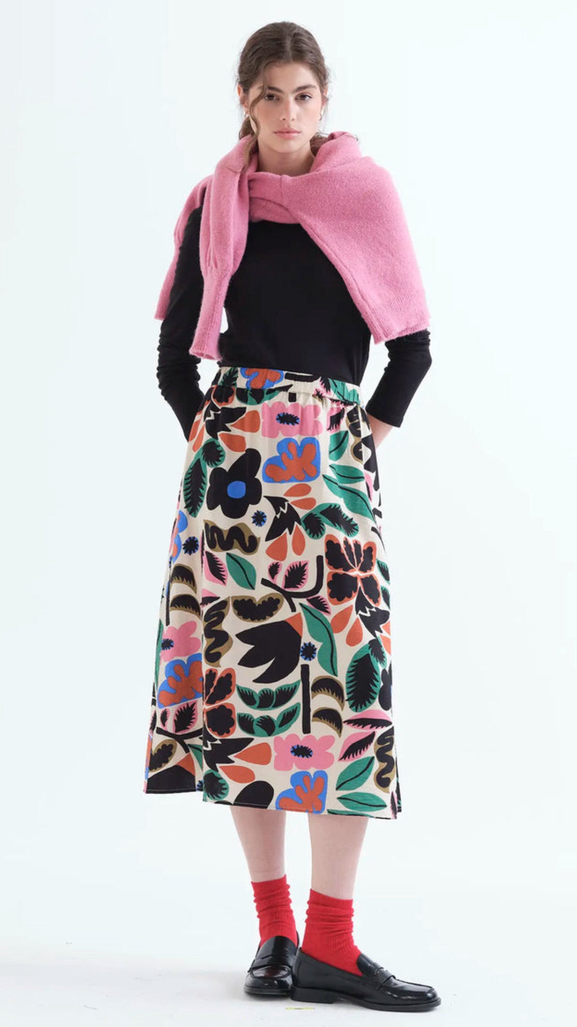 Falda midi con estampado Neo Garden
