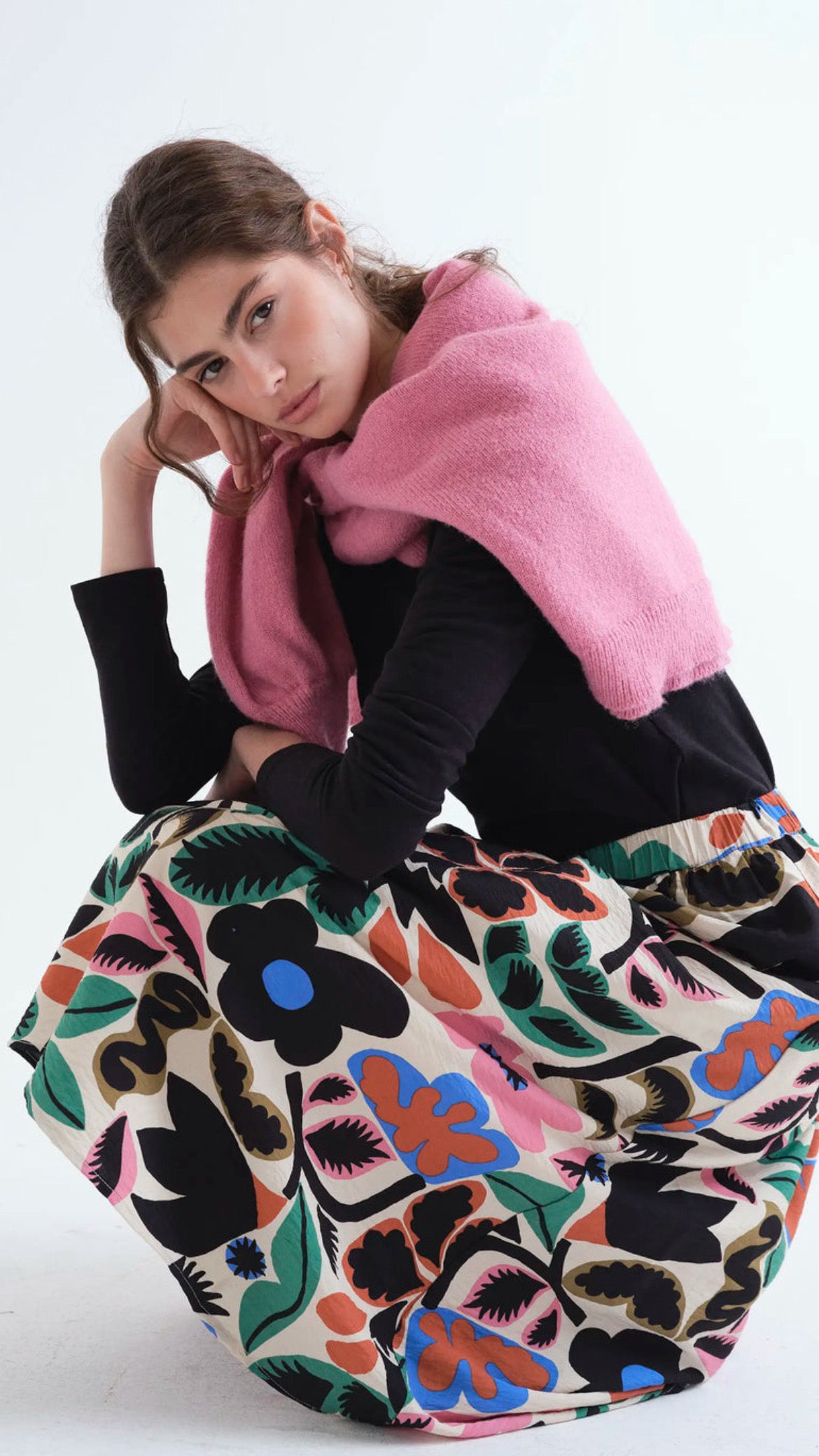 Falda midi con estampado Neo Garden