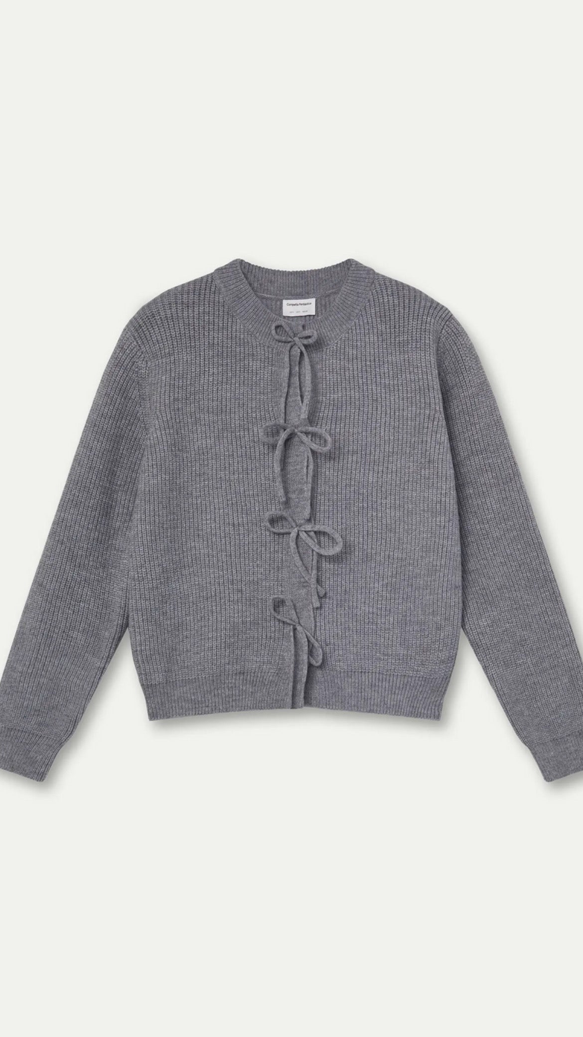 Cárdigan de punto con lazos gris